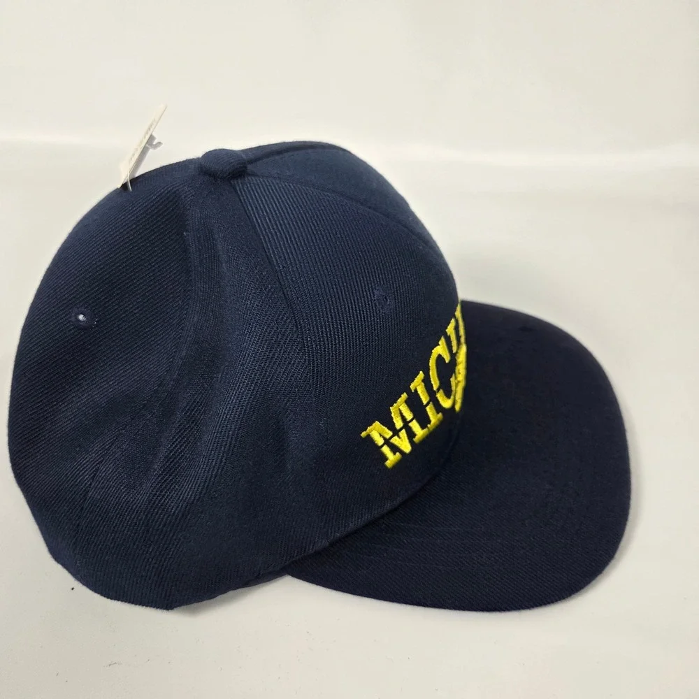 Michigan Snapback Hat Navy Blue Yellow Collegiate Streetwear Adjustable Cap NWT